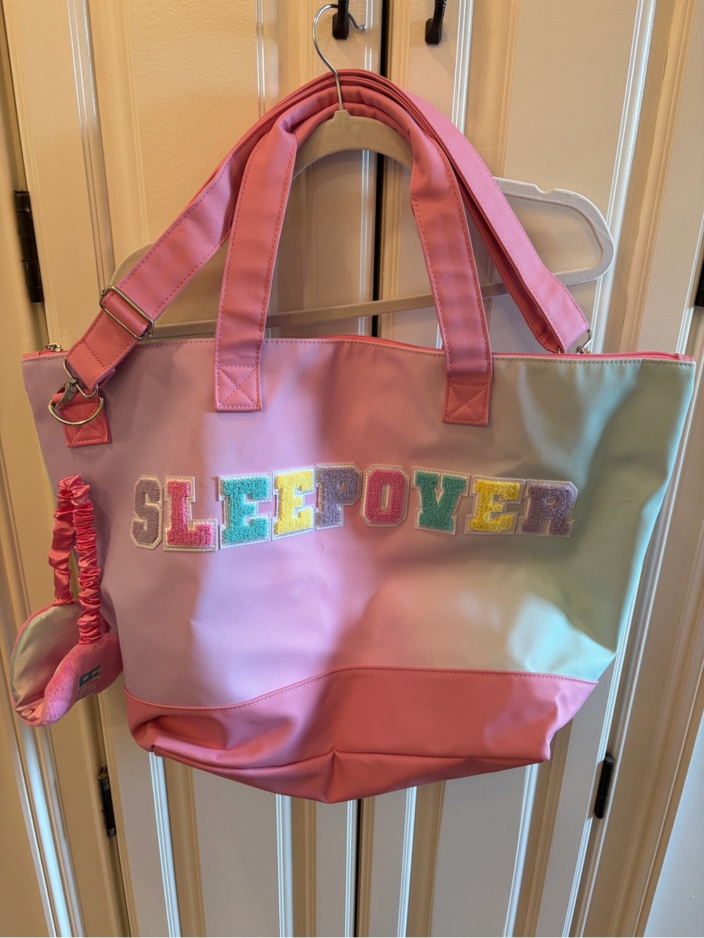 Pink Iscream 'Sleepover' Kids Tote Bag with Multicolor Lettering
